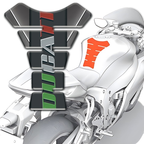 Ducati Tank Guard Pads Gray with White Stripe Warp Style 