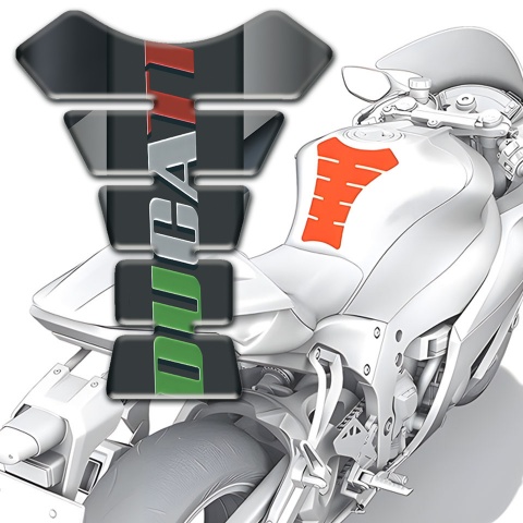Ducati Tank Pad Motorbike Diagonal Gray band base Colorful Logo 