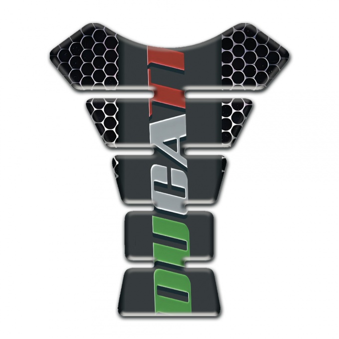 Ducati Tank Protector Colorful Logo Inscription with Perforated Steel effect base 