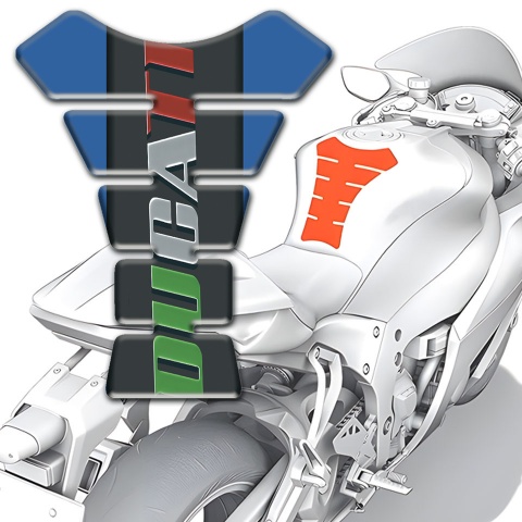 Ducati Tank Pad Protector Blue Base Colorful Logo 
