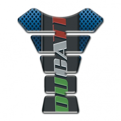 Ducati Tank Guard Pads Perforated Blue Background Colorful Logo 