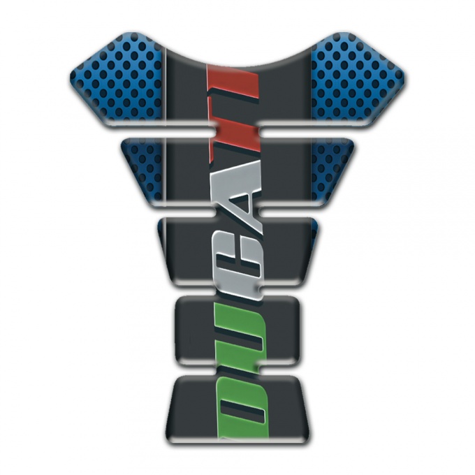 Ducati Tank Guard Pads Perforated Blue Background Colorful Logo 
