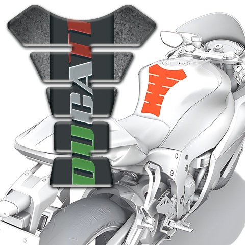 Ducati Tank Pad Motorbike Scratched Stone Effect with Colorful Logo 