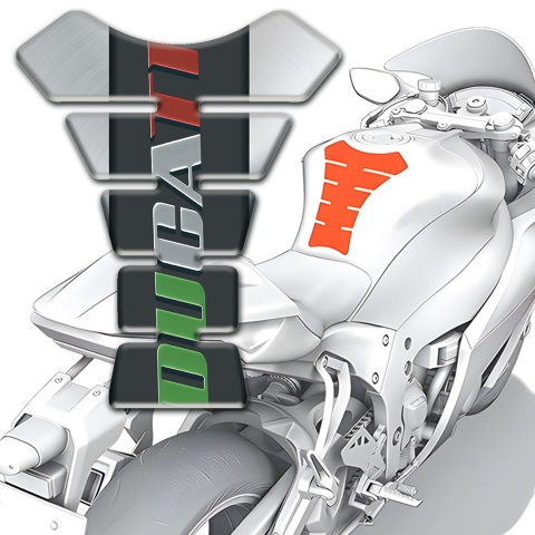 Ducati Tank Guard Pads Silver Warp Style Colorful Logo 