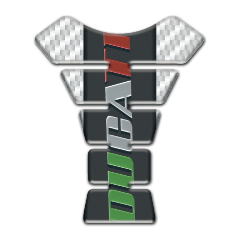 Ducati Tank Pad Motorbike White Carbon Base Colorful logo Style 