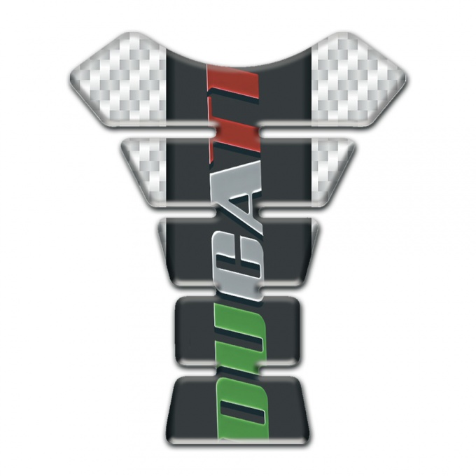 Ducati Tank Pad Motorbike White Carbon Base Colorful logo Style 