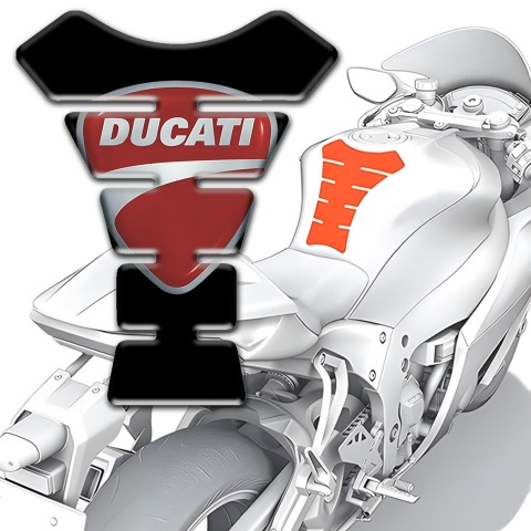 Ducati Tank Guard Pads Black Base Classic logo 
