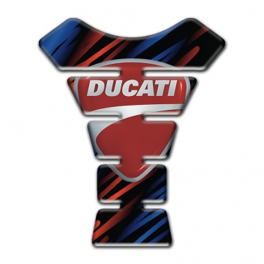 Ducati Tank Pad Motorbike Blue Red Patterns with Gray Logo Style 