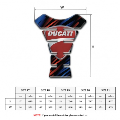 Ducati Tank Pad Motorbike Blue Red Patterns with Gray Logo Style 