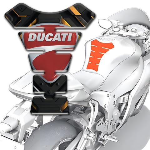 Ducati Tank Guard Pads Black Yellow Base Classic Gray Logo 