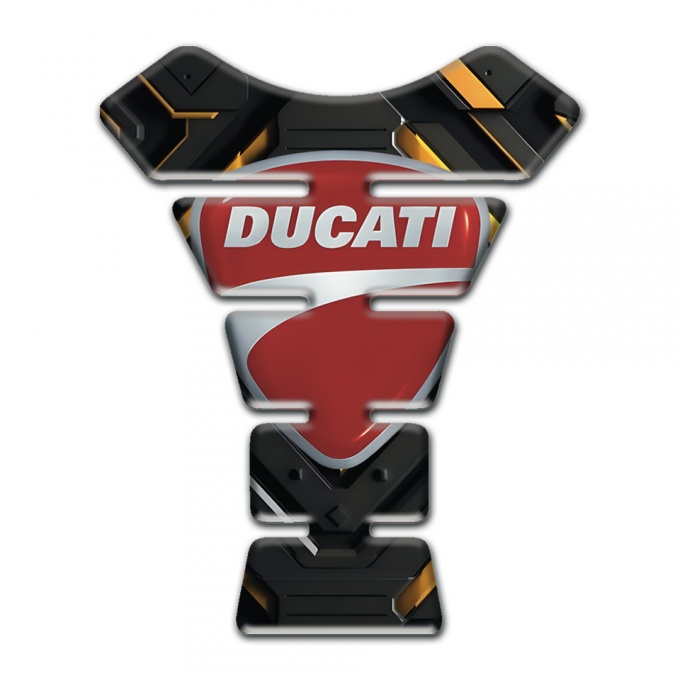 Ducati Tank Guard Pads Black Yellow Base Classic Gray Logo 