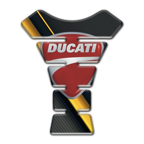 Ducati Tank Guard Pads Diagonal Yellow Tape Style Classic Logo 