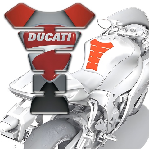 Ducati Tank Protector Gray Red Design 