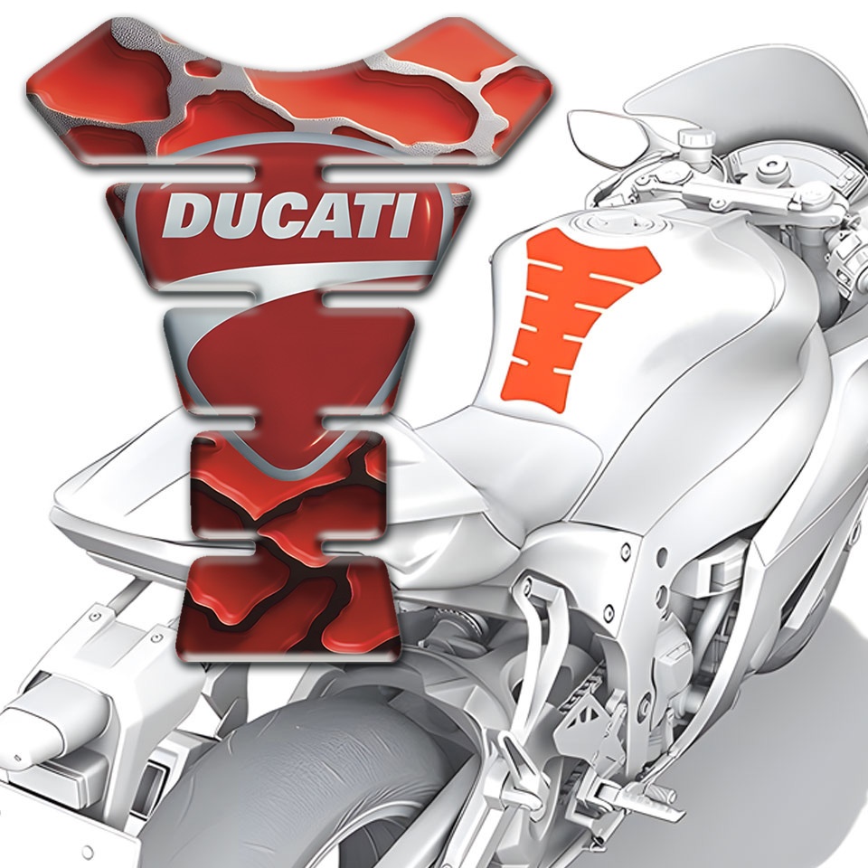 Ducati Tank Fuse Red Clouds Effect Version | Tank Protectors | Stickers ...