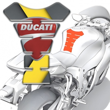Ducati Tank Pad Motorbike Yellow Gray Base Classic Logo 