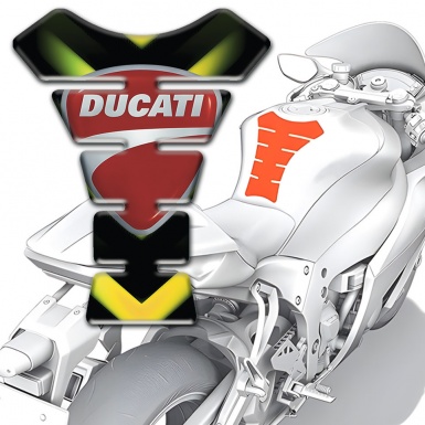 Ducati Tank Pad Protector Black with Green Yellow Lights Design 