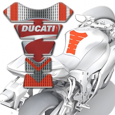 Ducati Tank Pad Protector Silver Red Design with Classic Logo 