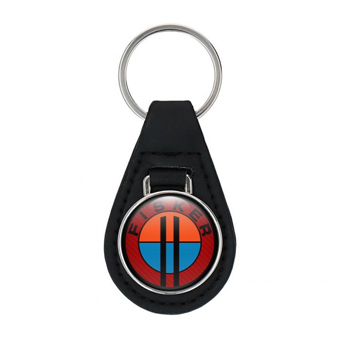 Karma Fisker Keychain Leather Red Carbon Black Ring Edition