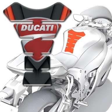 Ducati Tank Pad Motorbike Black with Small Orange Details Design 