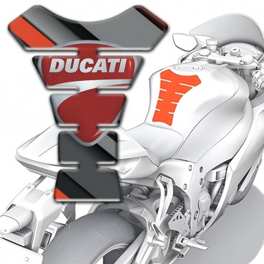 Ducati Tank Protector orange Gray Diagonal Decoration Design 