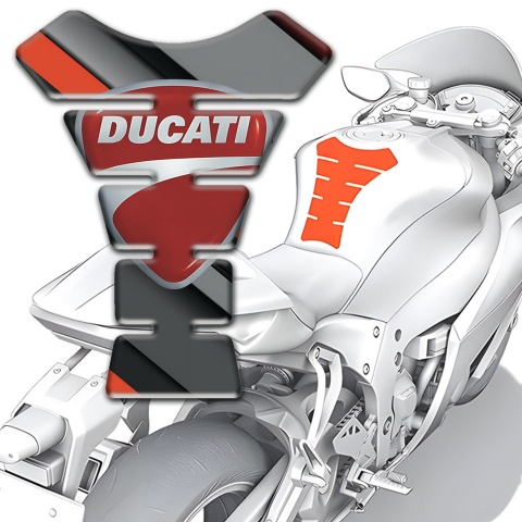 Ducati Tank Protector orange Gray Diagonal Decoration Design 