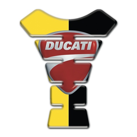 Ducati Tank Guard Pads Yellow Black Halves Base Classic Logo 