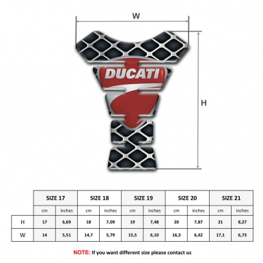 Ducati Tank Pad Protector Large Grid Base Classic Gray Red Logo 