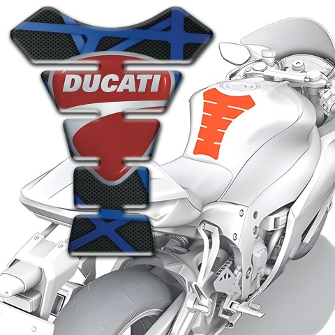 Ducati Tank Guard Pads Black Base Blue Lines 