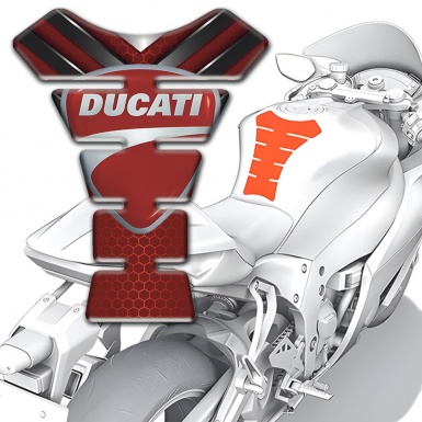 Ducati  Tank Guard Pads Red Base with Nikel Ornament 