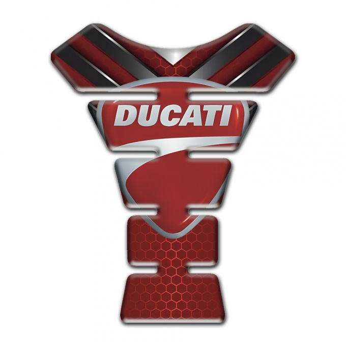 Ducati  Tank Guard Pads Red Base with Nikel Ornament 