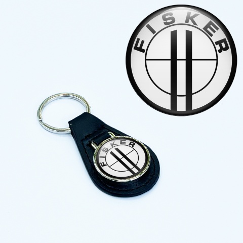 Karma Fisker Keyring Holder Leather White Black Ring Edition