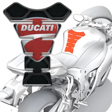 Ducati Tank Guard Pads Black with Gray Lines Decoration Print 