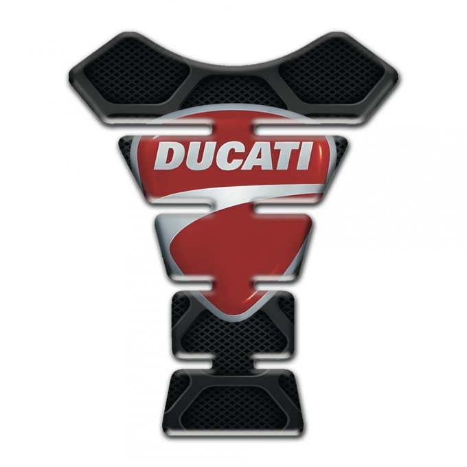 Ducati Tank Guard Pads Black with Gray Lines Decoration Print 