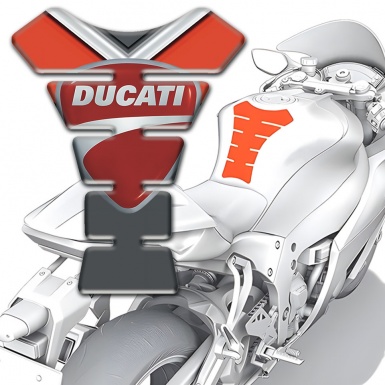 Ducati Tank Guard Pads Gray Orange Fundament with Classic Logo 