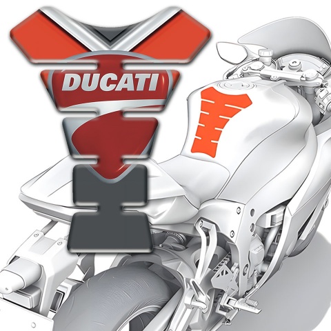Ducati Tank Guard Pads Gray Orange Fundament with Classic Logo 
