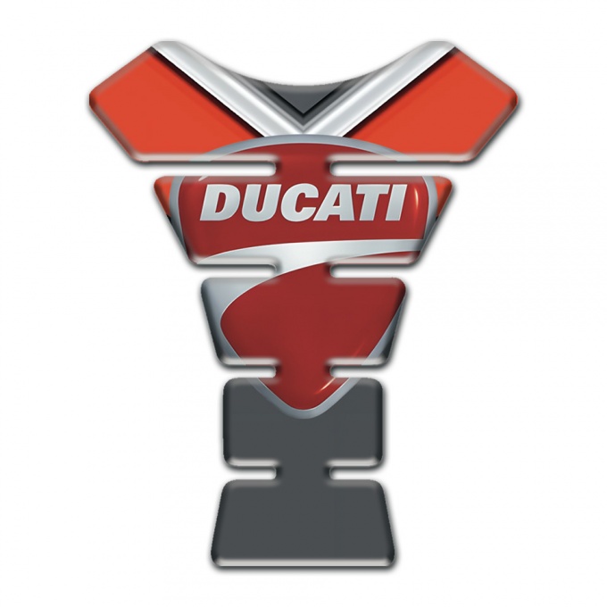 Ducati Tank Guard Pads Gray Orange Fundament with Classic Logo 