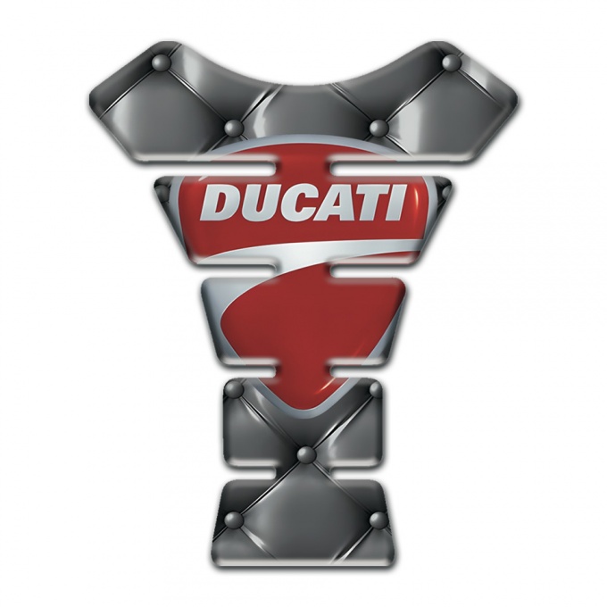 Ducati Tank Pad Motorbike Gray Leather Effect with Classic Logo