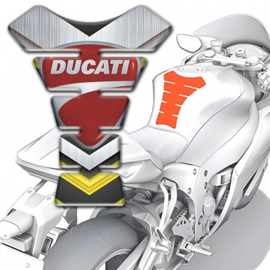 Ducati Tank Guard Pads Silver Yellow Print 