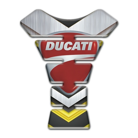 Ducati Tank Guard Pads Silver Yellow Print 