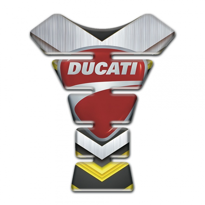 Ducati Tank Guard Pads Silver Yellow Print 