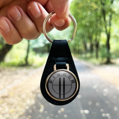 Karma Fisker Keychain Leather Dark Grey Black Ring Edition