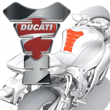 Ducati  Tank Fuse Gray Diagonal Band Base and Glassic Logo Style 