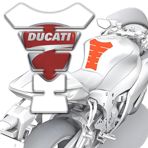 Ducati Tank Guard Pads White Print with Classic Logo 
