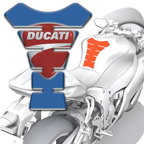 Ducati Tank Pad Protector Blue Print with Classic Logo 