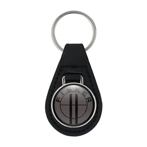 Karma Fisker Leather Keychain Dark Carbon Black Logo