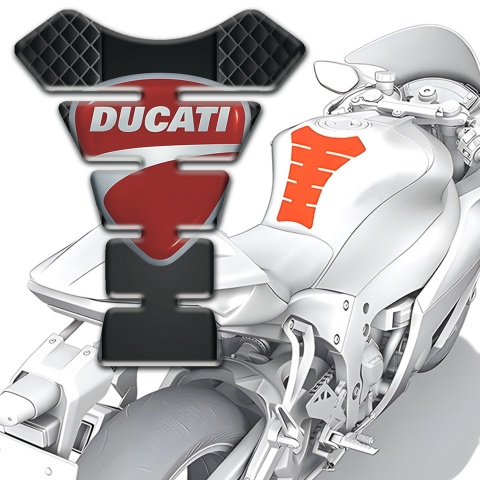 Ducati Tank Protector Dark Mesh Design with Classic Logo 