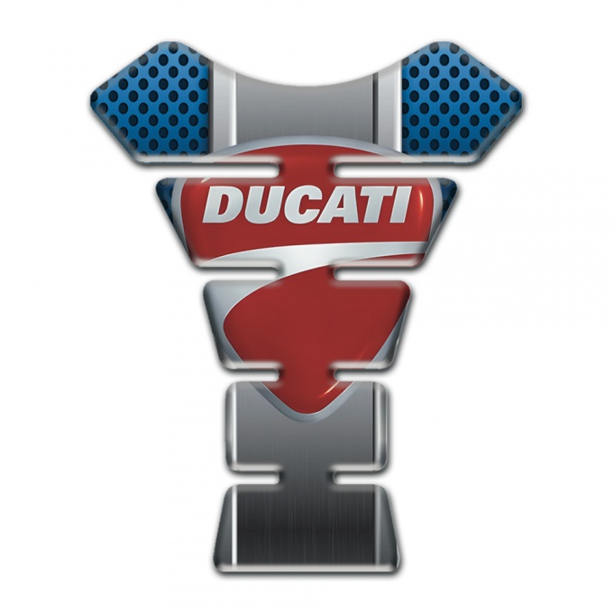 Ducati Tank Guard Pads Blue Perforated Surface with Gray Central Panel 