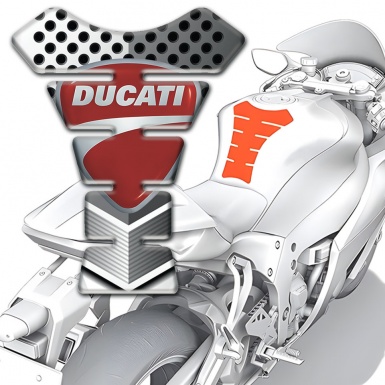 Ducati Tank Protector White Gray Perforated Base Classic Logo Style 