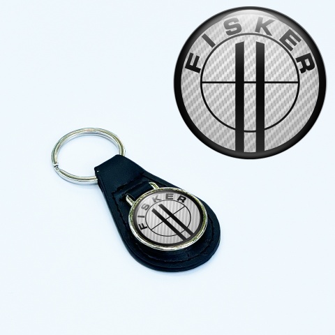 Karma Fiskar Key Fob Leather Light Carbon Black Logo Classic