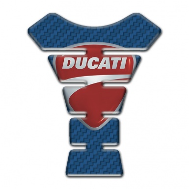 Ducati Tank Pad Motorbike Navy Blue Carbon Print Classic Logo 